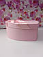 Подарункова коробочка у формі серця рожева 18,5 з кришкою з великим бантом, фото 5