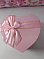Подарункова коробочка у формі серця рожева 18,5x17x7,5cm з кришкою з великим бантом, фото 2