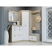 Комплект меблів у передпокій з ламінованої ДСП Соната Комплект 15 Еверест Дуб Сонома + Білий