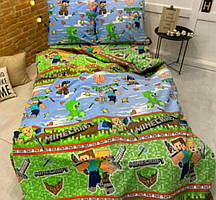 Дитяче полуторна постільна білизна Майнкрафт, Бязь Люкс