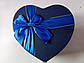 Подарункова коробочка у формі серця синя 15,5x14,5x6cm з кришкою з великим бантом, фото 3