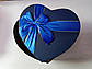 Подарункова коробочка у формі серця синя 15,5x14,5x6cm з кришкою з великим бантом, фото 4