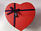 Подарункова коробочка у формі серця синя 18,5x17x7,5cm з червоною кришкою з великим бантом, фото 2