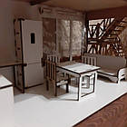 Дерев'яний ляльковий Будиночок мрії для ляльок, конструктор пазл із хдф для дітей з балконом та сходами, фото 4