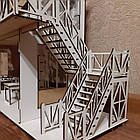 Дерев'яний ляльковий Будиночок мрії для ляльок, конструктор пазл із хдф для дітей з балконом та сходами, фото 3