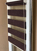 Тканинний ролет День-ніч Зебра / каштановий