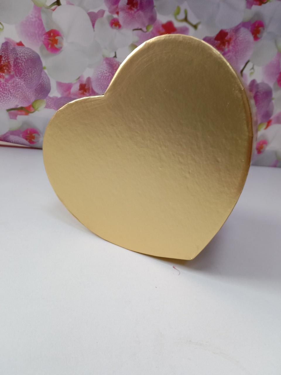 Подарункова коробочка у формі серця золото 15 з кришкою, фото 1