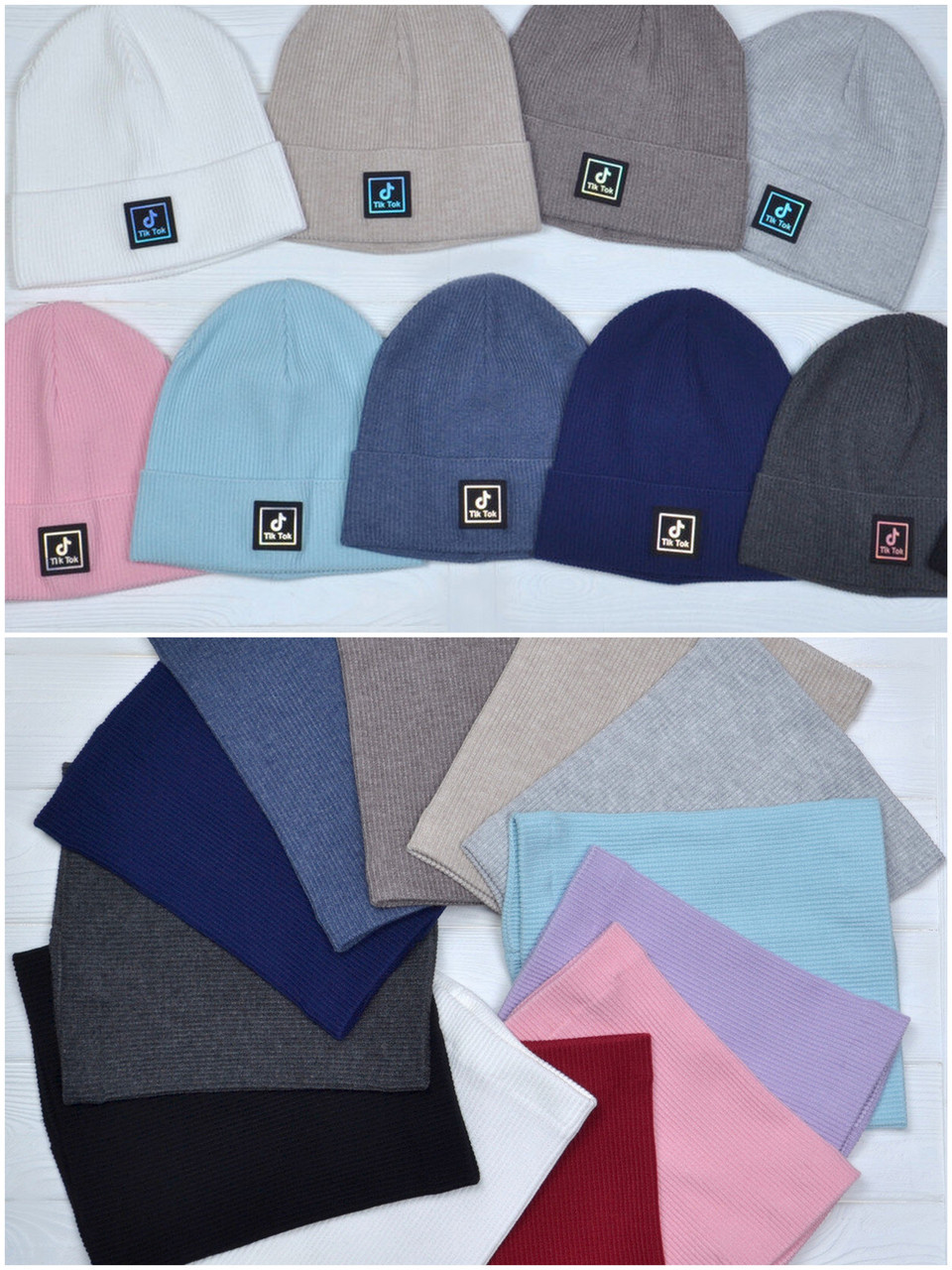 Комплект шапка з хомутом тік ток Tik Tok від 7 років підліток забарвлень багато
