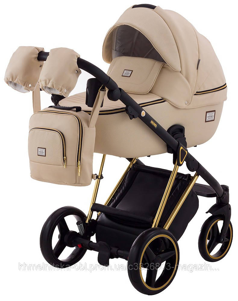 Коляска 2 в 1 Adamex Mimi (Колір беж) Еко шкіра, фото 1