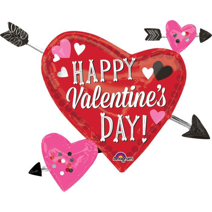 А 33" Valentine Hearts & Arrows. Куля повітряна фольгована З Днем Святого Валентина. В УП