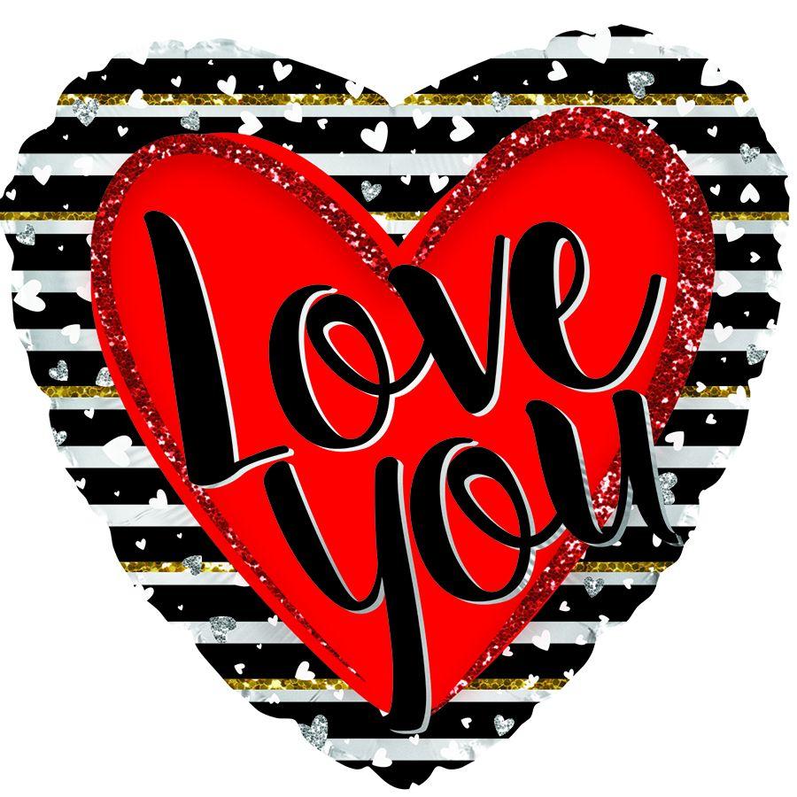 CTI 18" Hearts & Stripes I Love You. Фольгована куля серце Я люблю тебе