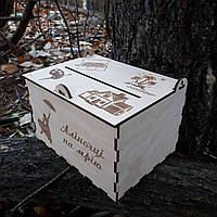 Деревянная коробка шкатулка копилка для денег