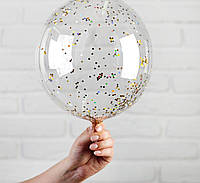 Воздушный шар с гелием и конфетти (Чешуйки) 12" (30 см.) (поштучно) на Оболони (Выбор цвета)
