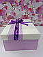 Подарункова коробочка бузкова  з кришкою з великим бантом, фото 4