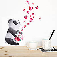 Наклейка Панда с сердцами