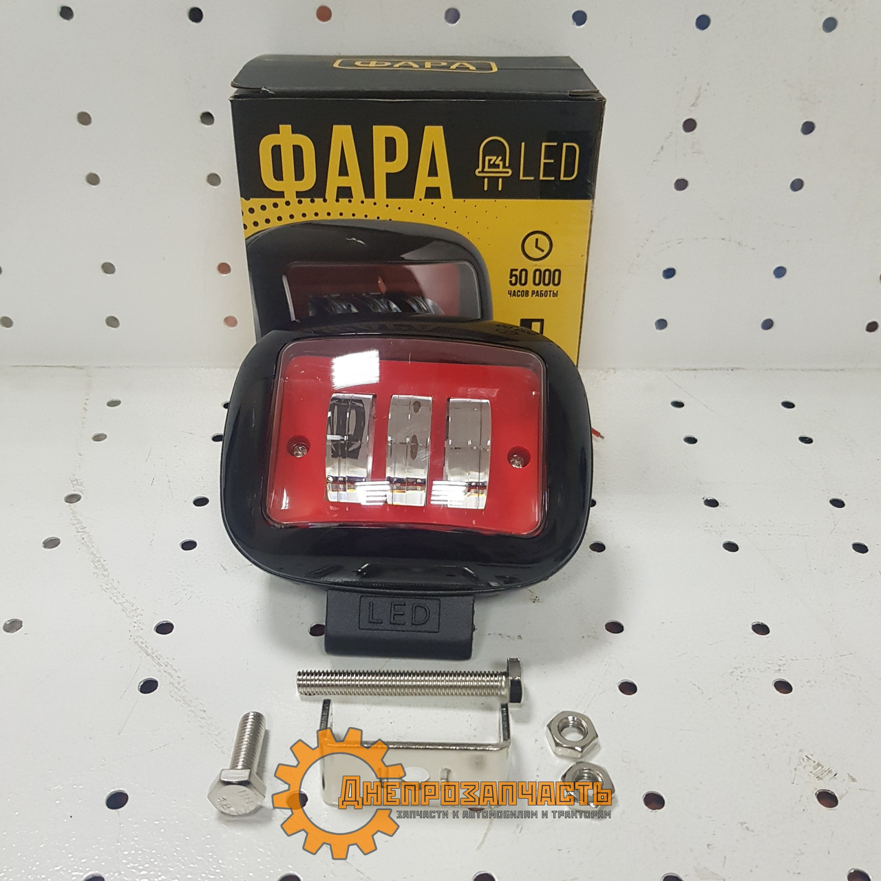 Фара LED прямокутна 30 W (3 діоди) RED, фото 1