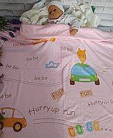 Детское одеяло покрывало плед 110х100 см из микрофибры в кроватку и коляску