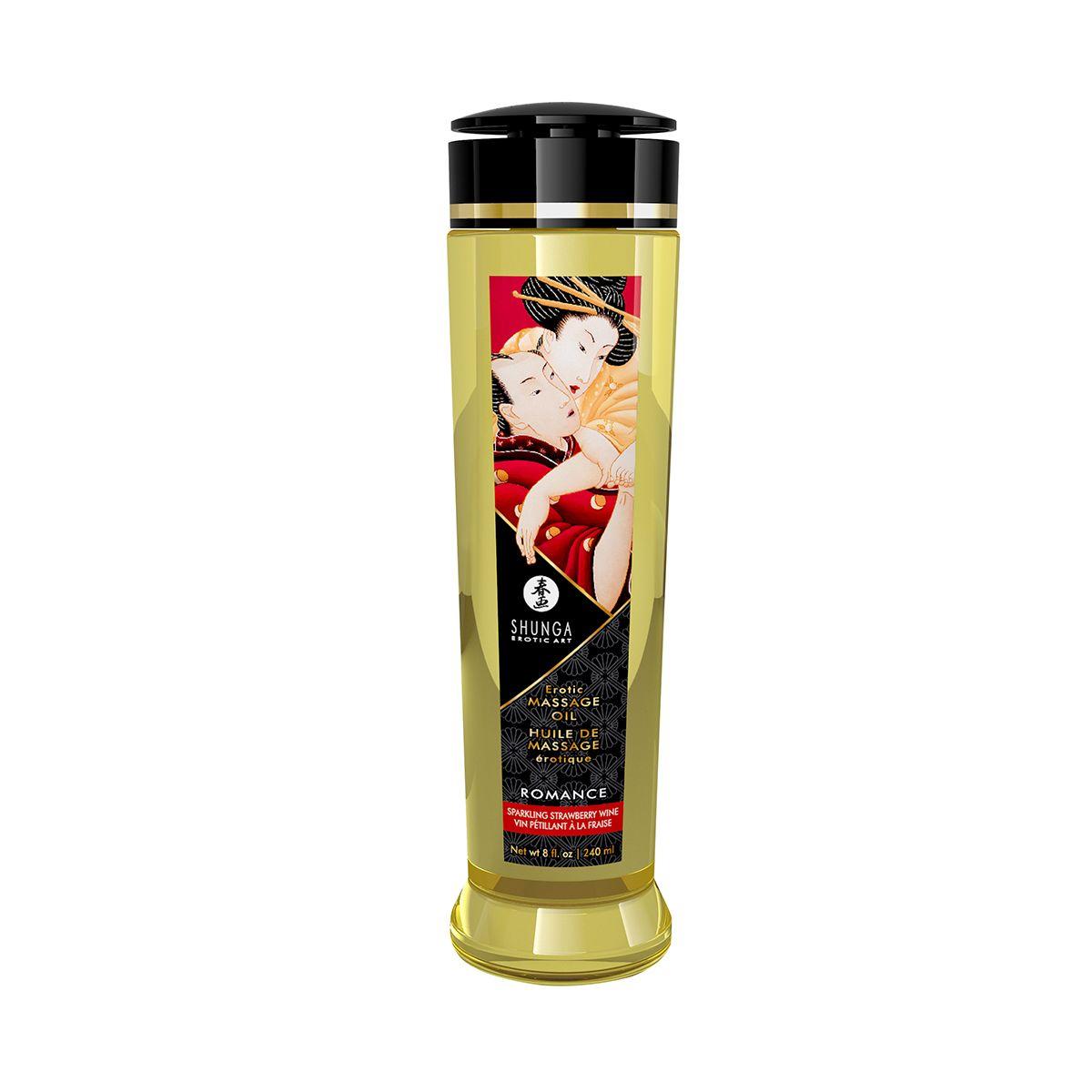 Натуральна масажна олія Shunga Romance - Sparkling Strawberry Wine шампанське та полуниця, 240 мл.