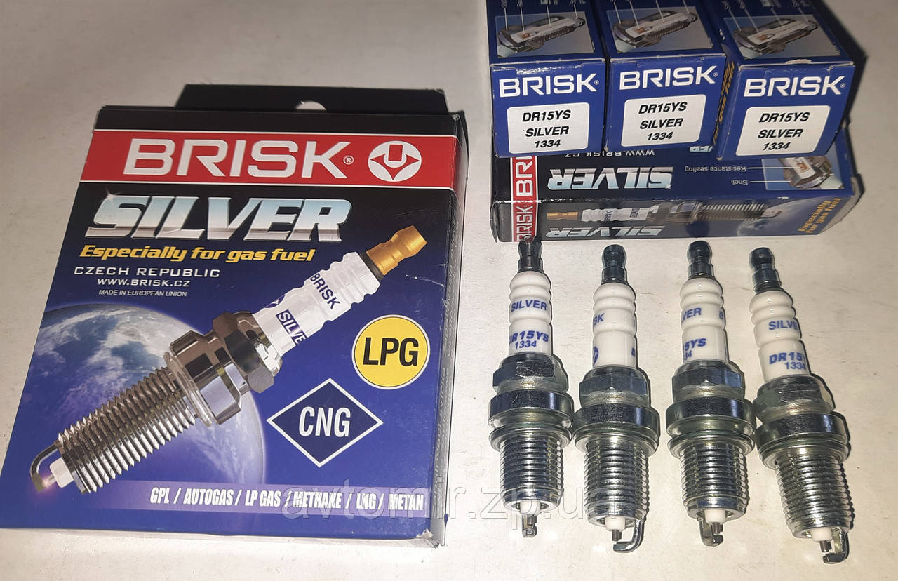 Свічки запалювання BRISK Sliver DR15YS Чехія Ланос,Lanos 1.6 16 кл під ГБО, фото 1