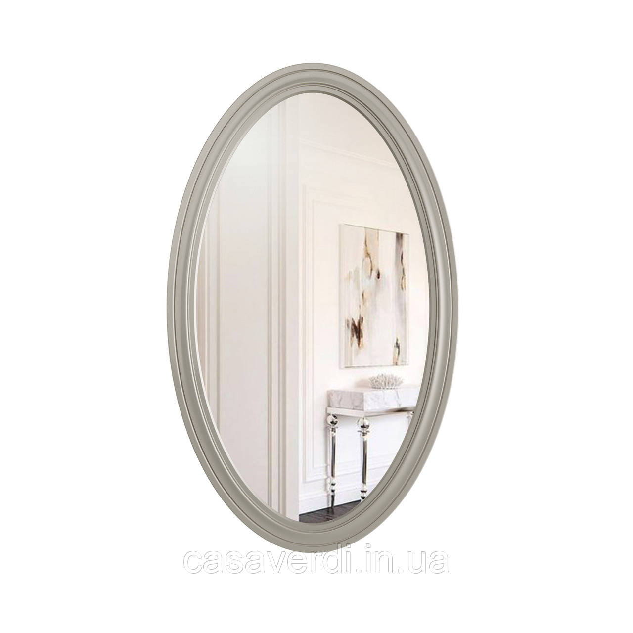 Дзеркало овальне настінне Casa Verdi Ellipse срібло 100 см х 60 см. Рама МДФ