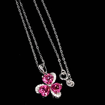 Кулон Розовый Топаз (Бразилия). Серебро 925, покрытое белым золотом 14 карат