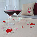 Скатертина  з вишивкою "Сердечки-квадрат"., фото 4