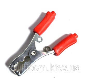 09-00-013RD. Затиск акумуляторний "крокодил" 40А, довжина-67мм, червоний, фото 1