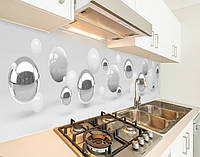 Наклейка на кухонный фартук 65 х 300 см, фотопечать с защитной ламинацией зеркальные и белые шары