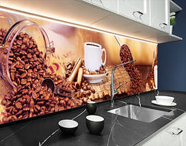 Фото панель універсальна ПЕТ, Самофіксована, 62 х 305 см (товщіна 1.2 мм), кавові зерна з чашками, фото 5