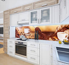 Фото панель універсальна ПЕТ, Самофіксована, 62 х 305 см (товщіна 1.2 мм), кавові зерна з чашками, фото 4