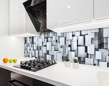 Наклейка на кухонний фартух 60 х 200 см, з фотодруком та захисною ламінацією з текстурою кубів (БП-s_3d1021)