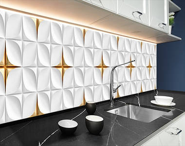 Фото панель універсальна ПЕТ, Самофіксована, 62 х 305 см (товщіна 1.2 мм), з 3д кахлем об'ємним