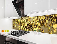 Наклейка на кухонный фартук 60 х 200 см, фотопечать с защитной ламинацией золотые кубы (БП-s_ab083)