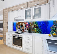 Наклейка на кухонний фартух 60 х 200 см, з фотодруком та захисною ламінацією підводний світ (БП-s_an036)