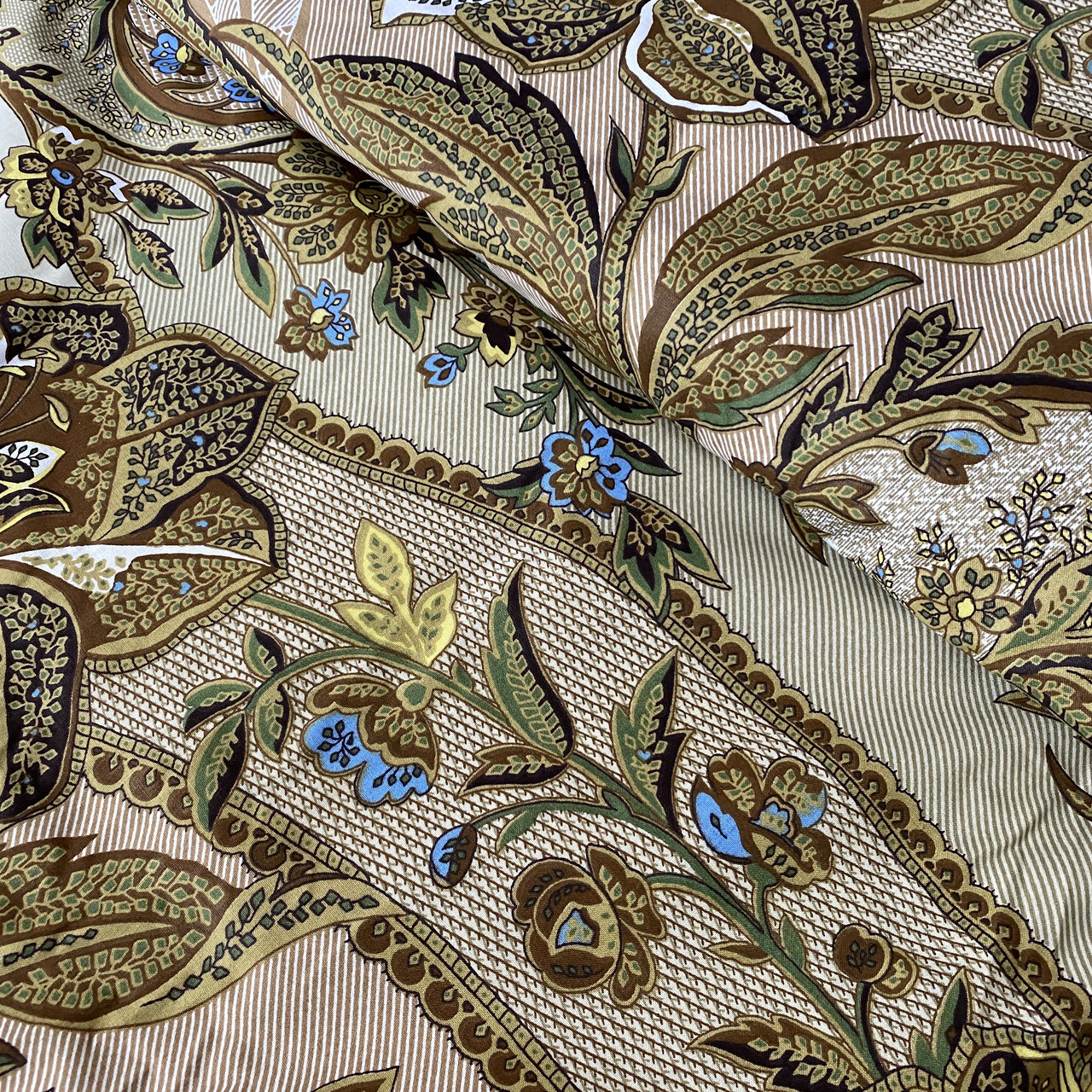 Бязь купонна з оливковими гілками квітів, ширина 220 см, фото 1