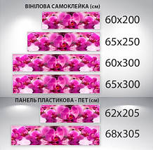 Наклейка на кухонний фартух 60 х 200 см, з фотодруком та захисною ламінацією орхідеї на воді (БП-s_fl11703), фото 3