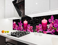 Наклейка на кухонный фартук 60 х 300 см, фотопечать с защитной ламинацией Цветы со свечами (БП-s_fl11704-3)