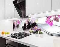 Наклейка на кухонный фартук 60 х 250 см, фотопечать с защитной ламинацией Орхидеи и бабочки (БП-s_fl11717-1)