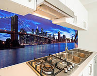 Наклейка на кухонный фартук 60 х 200 см, фотопечать с защитной ламинацией Бруклинский мост на рассвете
