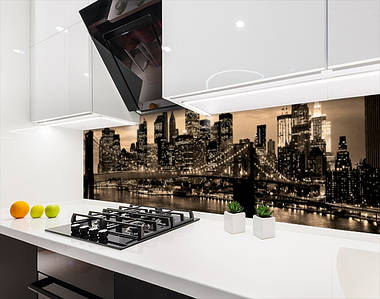 Фото панель універсальна ПЕТ, Самофіксована, 62 х 305 см (товщіна 1.2 мм), бруклінський міст у променях вогнів