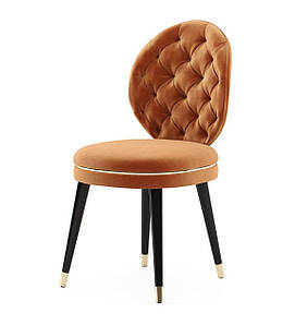 Обідній стілець кухонний MeBelle DALI 48 х 58 х 90 см з каретною стяжкою в кафе, теракотовий, помаранчевий велюр