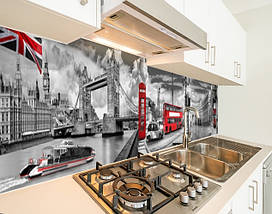 Наклейка на кухонний фартух 60 х 200 см, з фотодруком та захисною ламінацією вулиці Лондона з мостами (БП-s_cd160), фото 4