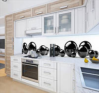 Наклейка на кухонный фартук 60 х 300 см, фотопечать с защитной ламинацией с шарами черными (БП-s_df159-3)