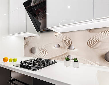 Фото панель універсальна ПЕТ, Самофіксована, 62 х 305 см (товщіна 1.2 мм), хвилі на піску з камінням