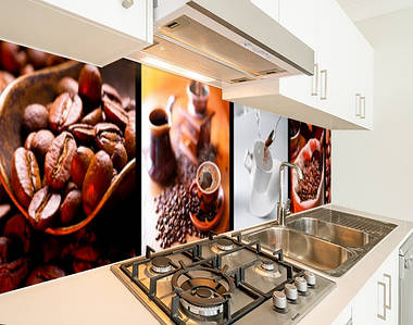 Фото панель універсальна ПЕТ, Самофіксована, 62 х 305 см (товщіна 1.2 мм), чашка кави із зерном