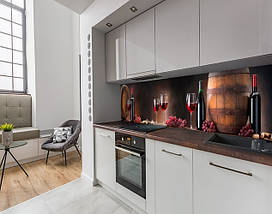 Кухонний фартух самоклею бочки з вином і келихи, із захисною ламінацією, 60 х 200 см., фото 5