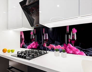 Фото панель універсальна ПЕТ, Самофіксована, 62 х 305 см (товщіна 1.2 мм), келих з вином