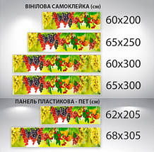 Наклейка на кухонний фартух 60 х 200 см, з фотодруком та захисною ламінацією виноградні грона (БП-s_ed567), фото 3