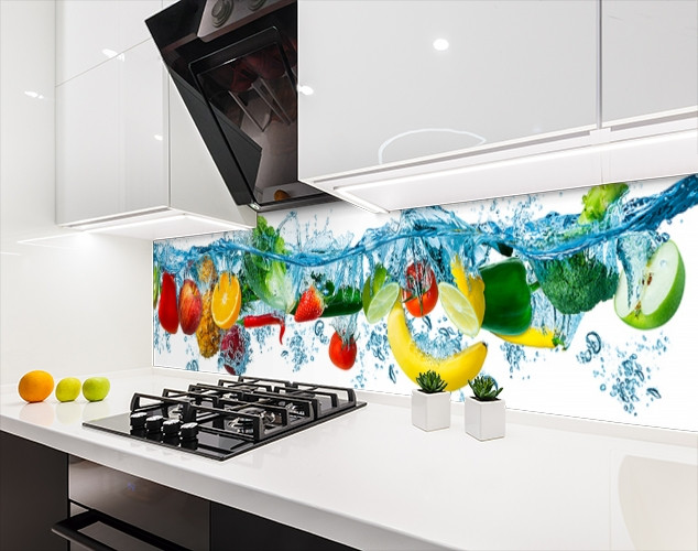 Фото панель універсальна ПЕТ, Самофіксована, 62 х 305 см (товщіна 1.2 мм), фрукти на хвилі