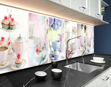 Фото панель універсальна ПЕТ, Самофіксована, 62 х 305 см (товщіна 1.2 мм), чайні сервізи гламурні